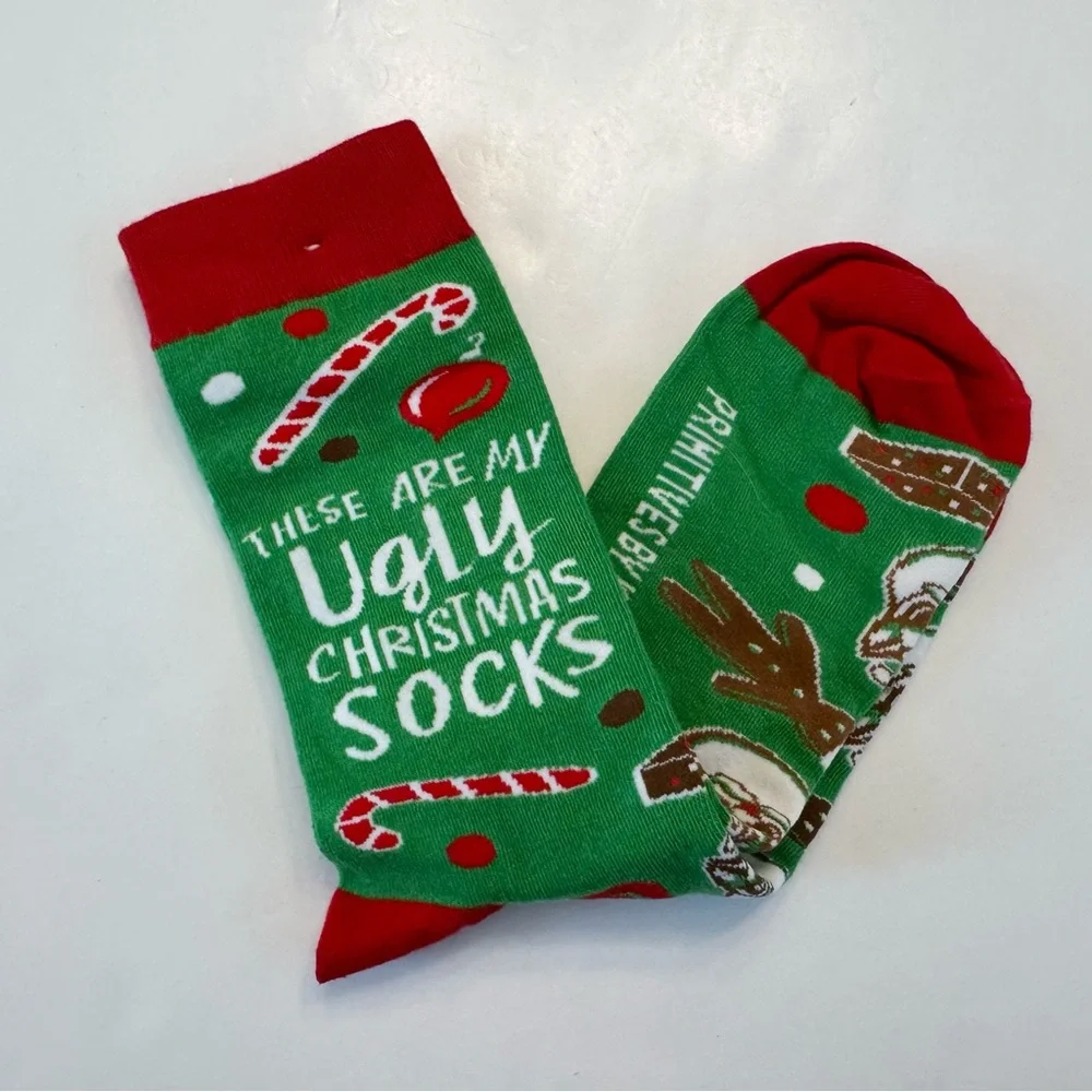 Primitives by Kathy These Are My Ugly Christmas Socks Holiday Red Green NWOT New